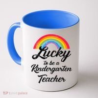 Lucky To Be A Kindergarten Teacher Cute Rainbow Coffee Mug thumb 0