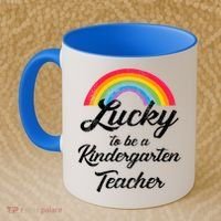 Lucky To Be A Kindergarten Teacher Cute Rainbow Coffee Mug thumb 2