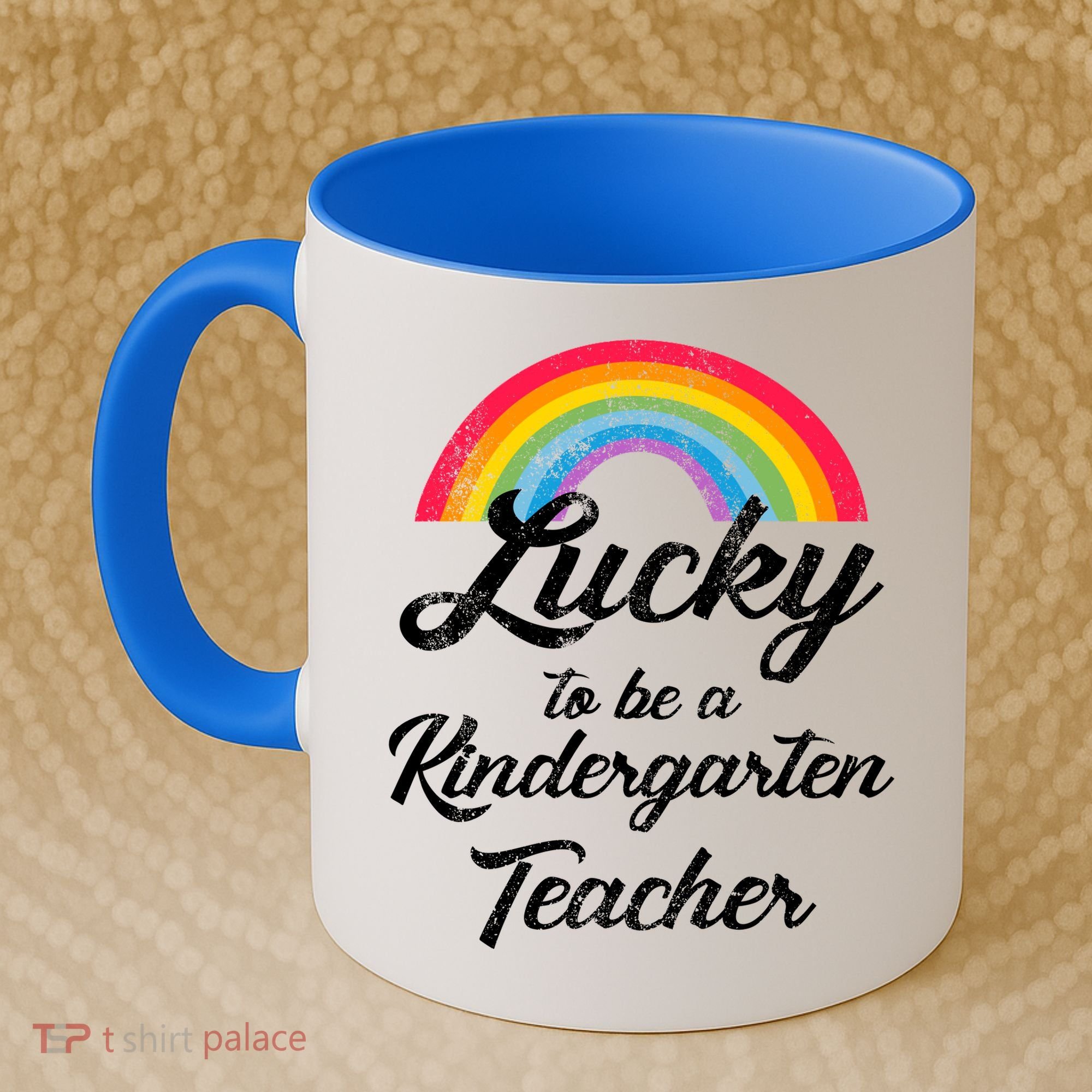 Lucky To Be A Kindergarten Teacher Cute Rainbow Coffee Mug