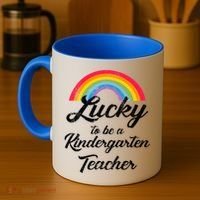 Lucky To Be A Kindergarten Teacher Cute Rainbow Coffee Mug thumb 4