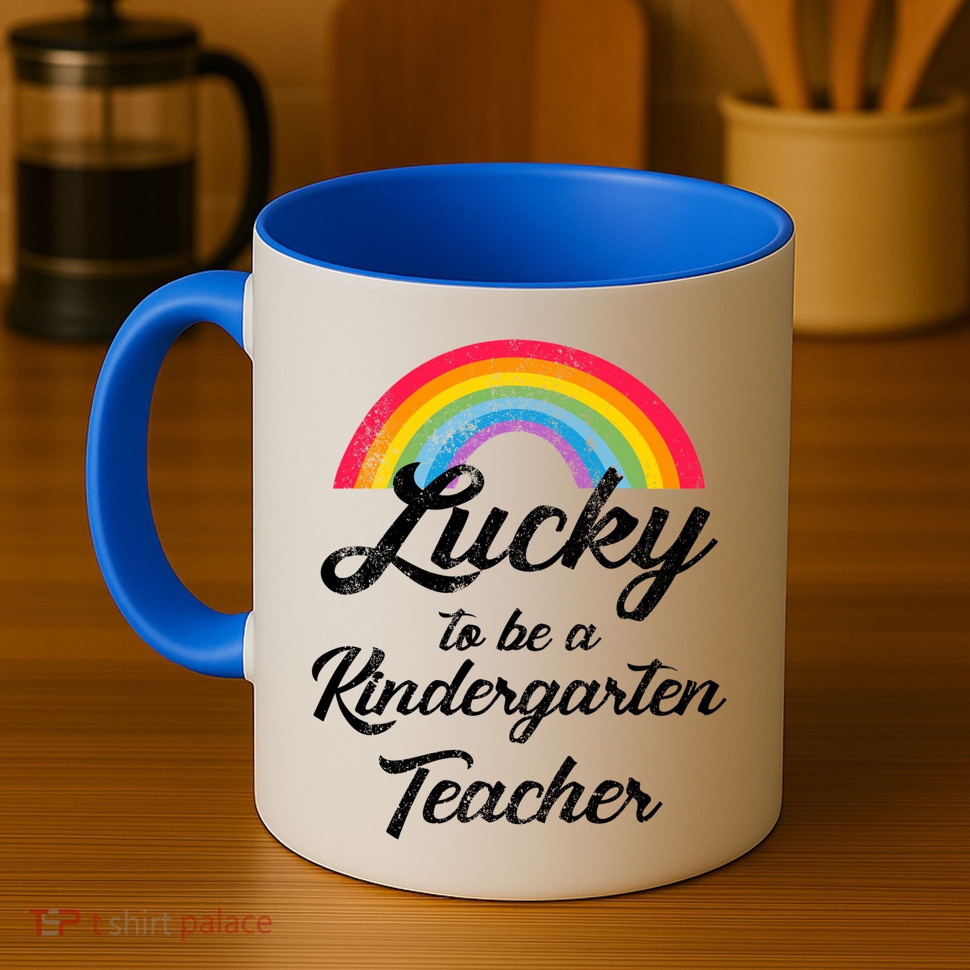 Lucky To Be A Kindergarten Teacher Cute Rainbow Coffee Mug
