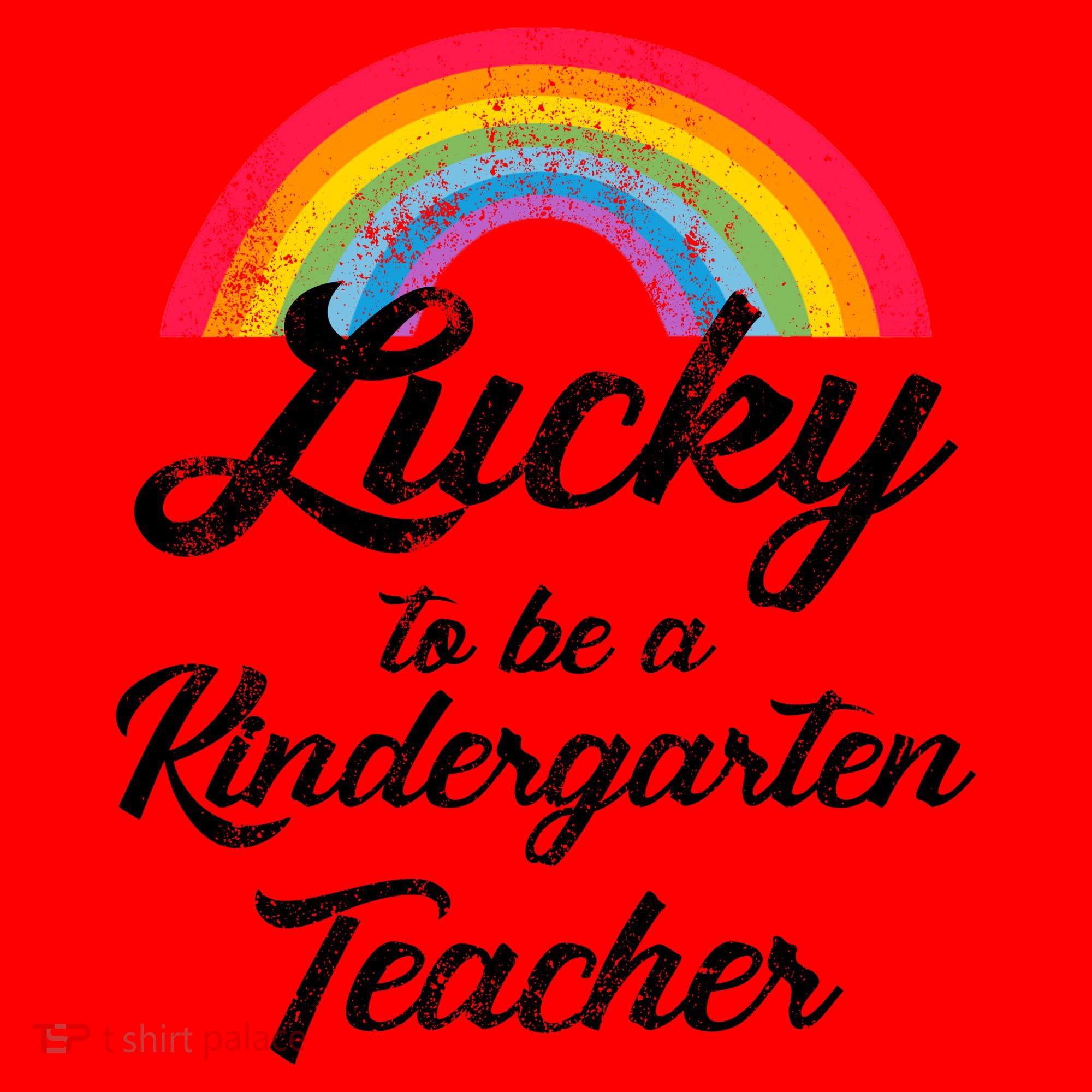 Lucky To Be A Kindergarten Teacher Cute Rainbow Santa Hat