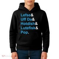 Lefse & Uff Da & Hotdish & Lutefisk & Pop Minnesota Kids Hoodie thumb 4
