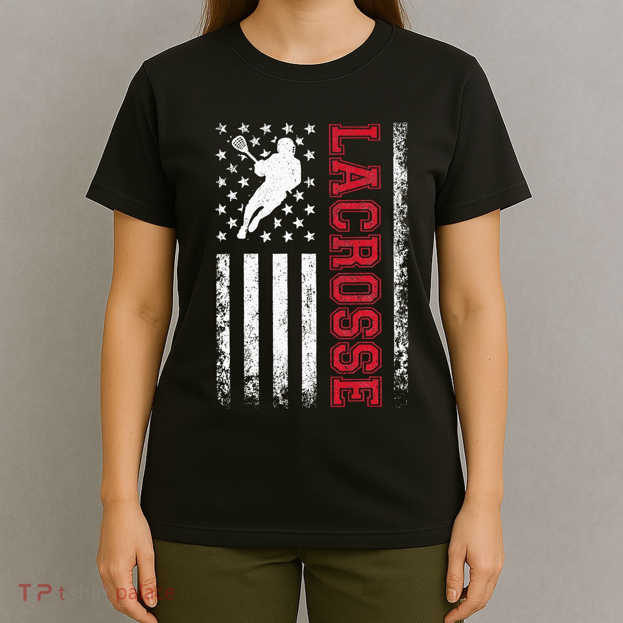 Lacrosse Usa Flag Lax T-Shirt