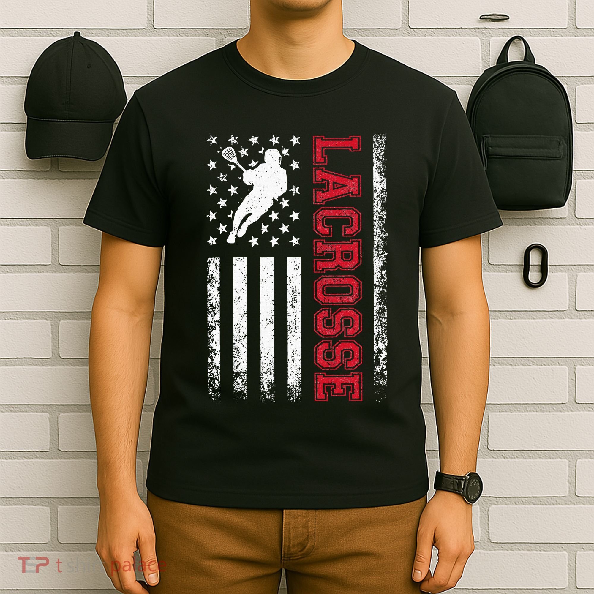 Lacrosse Usa Flag Lax T-Shirt