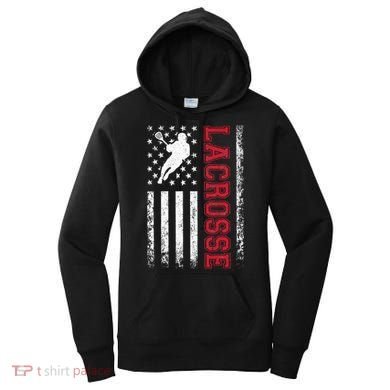 Lacrosse Usa Flag Lax Women's Hoodie