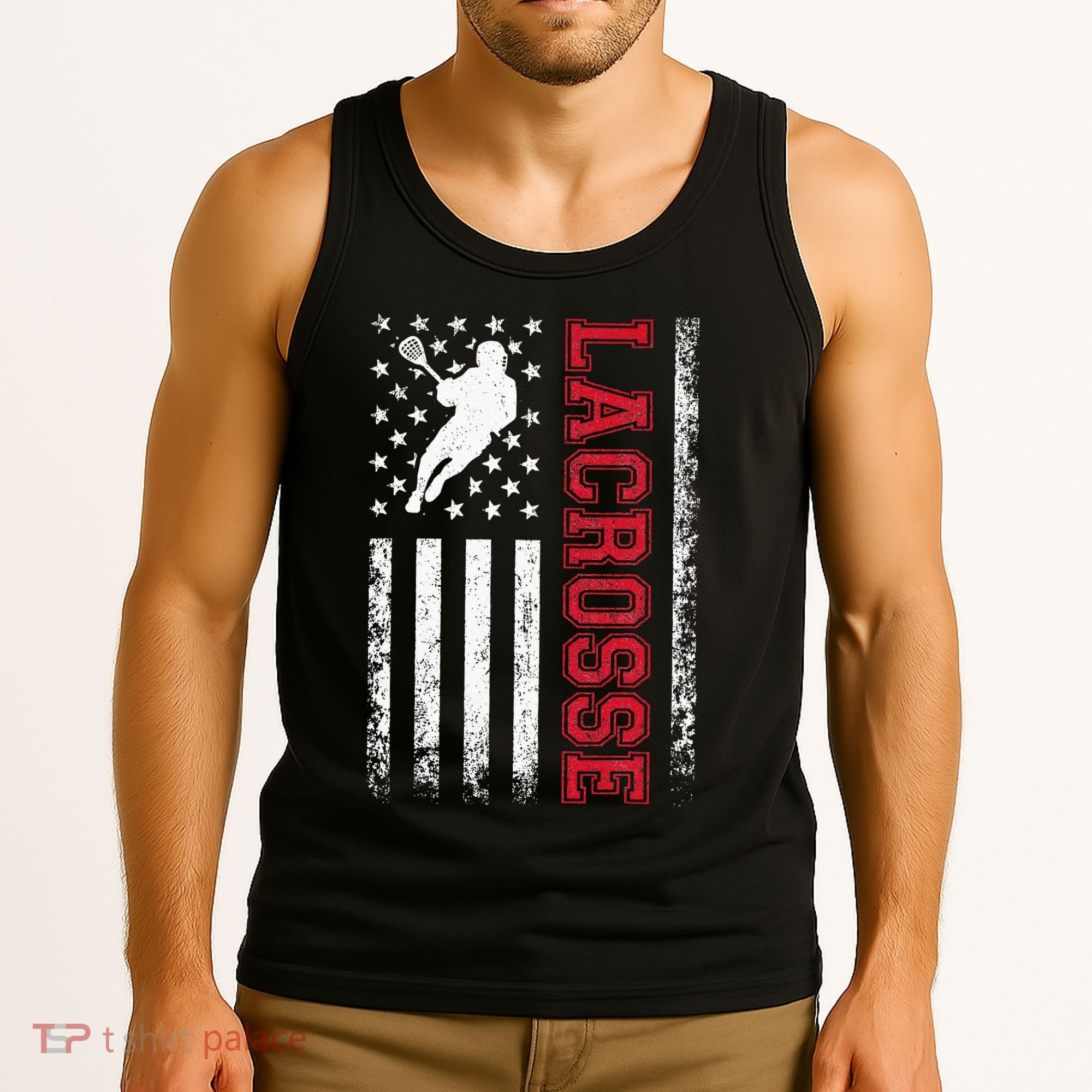 Lacrosse Usa Flag Lax Tank Top
