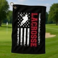 Lacrosse Usa Flag Lax Golf Towel thumb 1