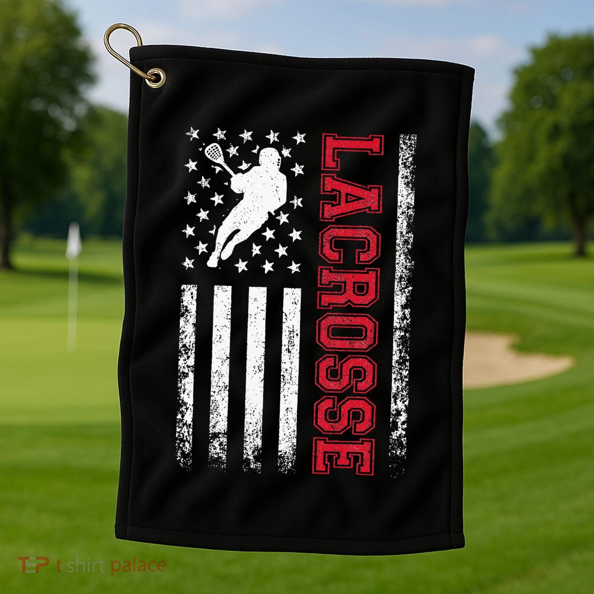 Lacrosse Usa Flag Lax Golf Towel