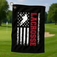 Lacrosse Usa Flag Lax Golf Towel thumb 1