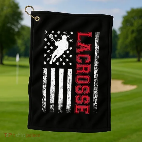 Lacrosse Usa Flag Lax Golf Towel