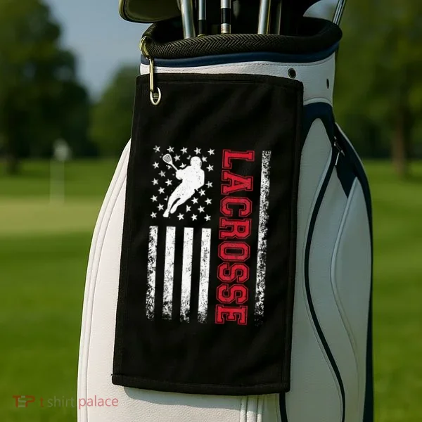 Lacrosse Usa Flag Lax Golf Towel
