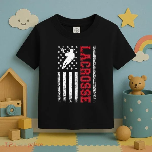 Lacrosse Usa Flag Lax Toddler T-Shirt