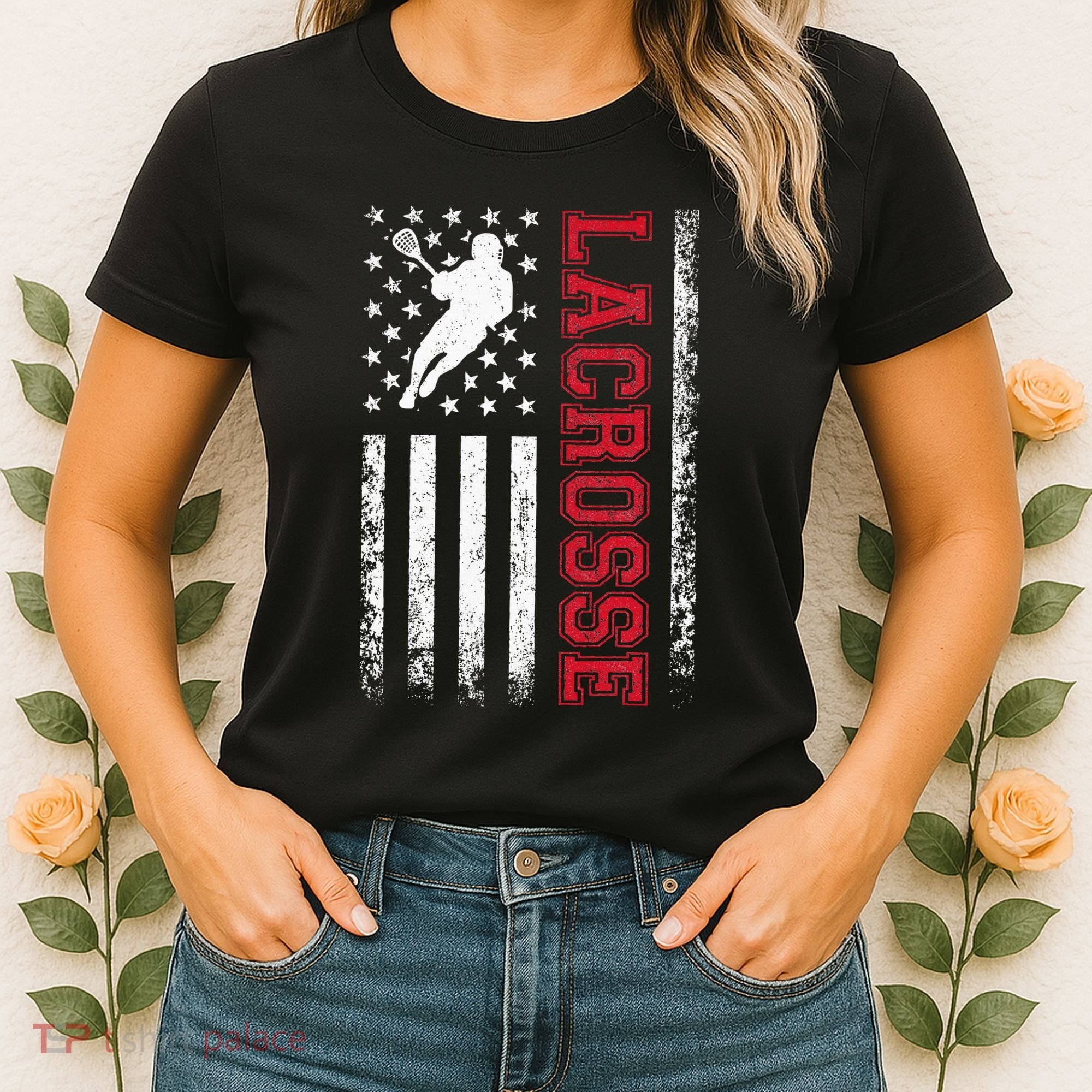 Lacrosse Usa Flag Lax Women's T-Shirt