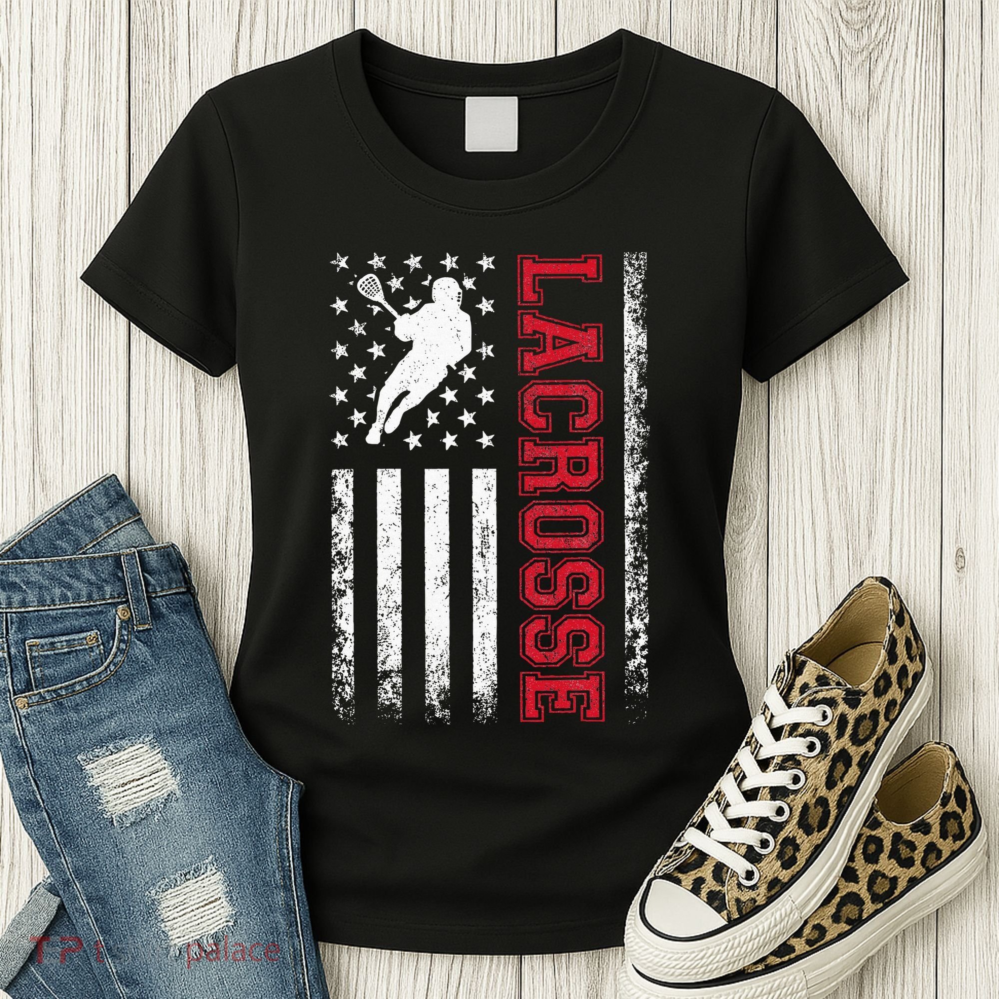 Lacrosse Usa Flag Lax Women's T-Shirt