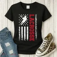 Lacrosse Usa Flag Lax Women's T-Shirt thumb 3