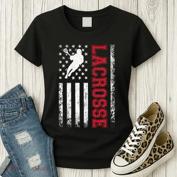 Lacrosse Usa Flag Lax Women's T-Shirt