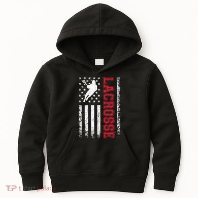 Lacrosse Usa Flag Lax Kids Hoodie