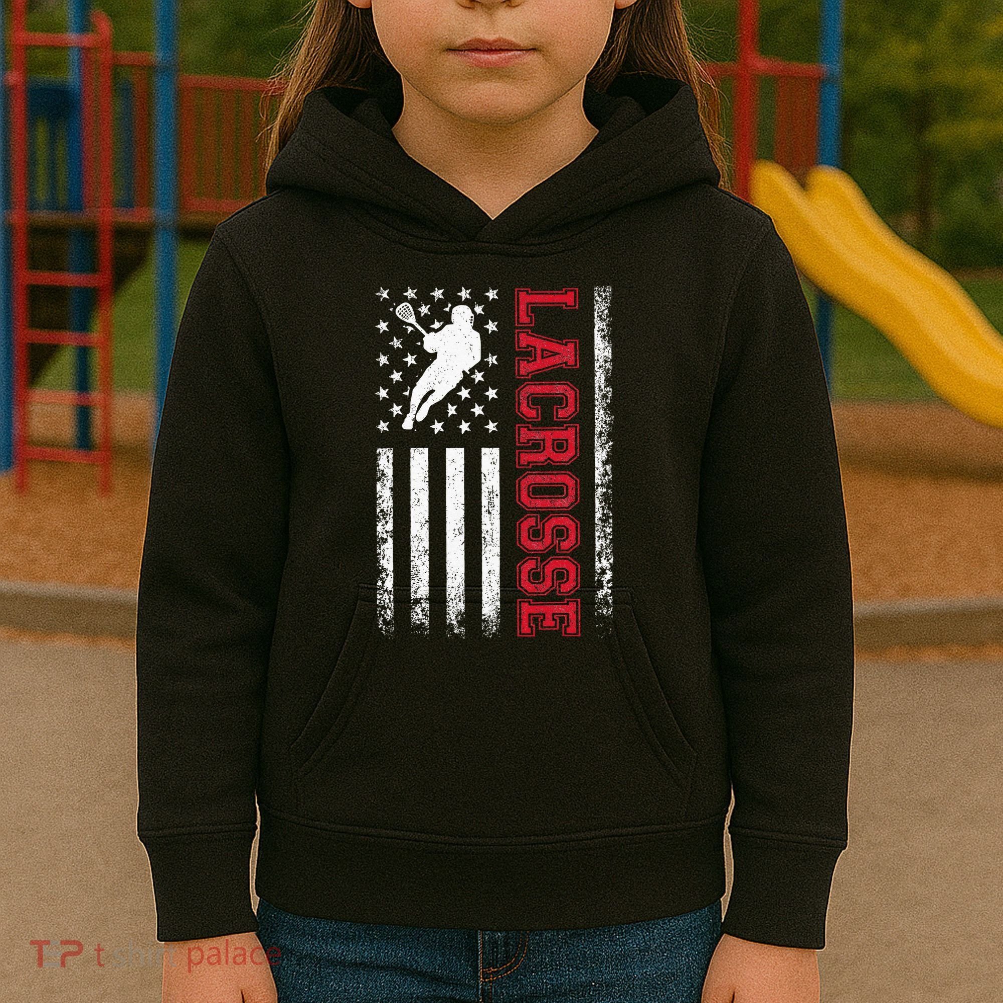 Lacrosse Usa Flag Lax Kids Hoodie