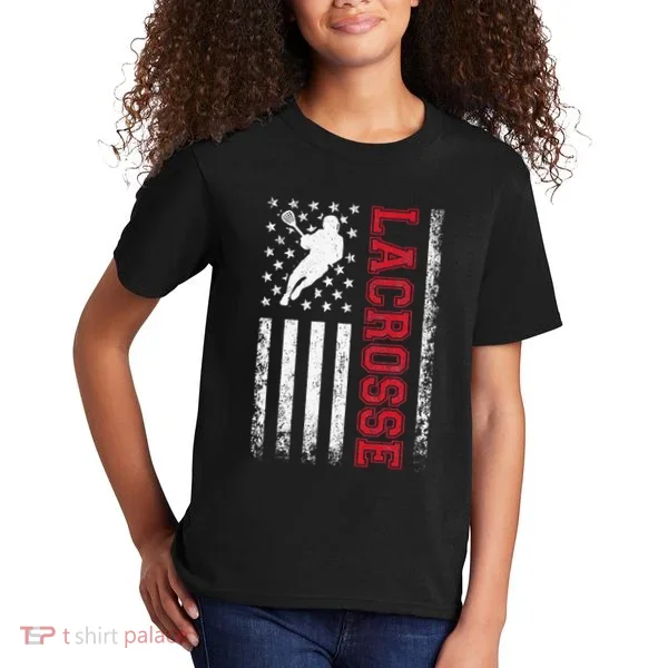 Lacrosse Usa Flag Lax Kids T-Shirt