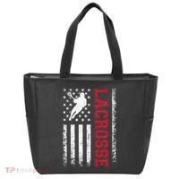Lacrosse Usa Flag Lax Tote Bag thumb 0