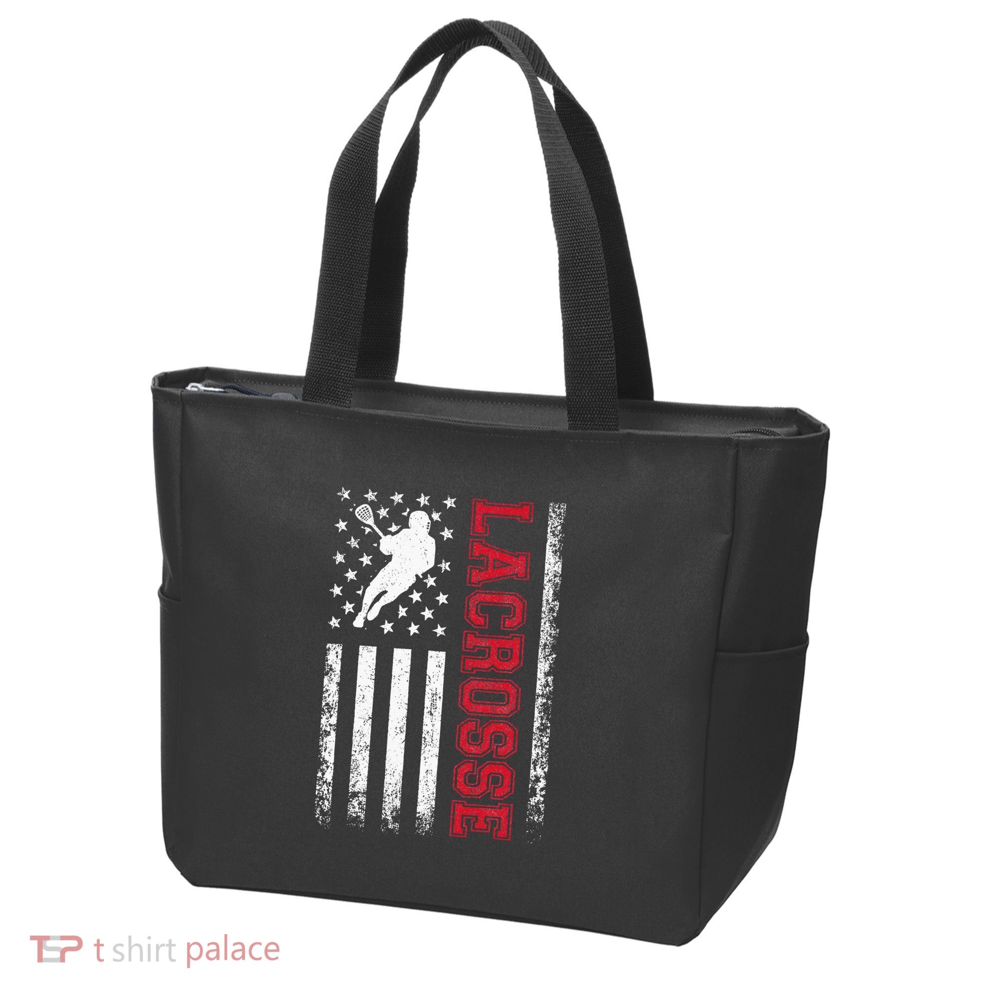 Lacrosse Usa Flag Lax Tote Bag