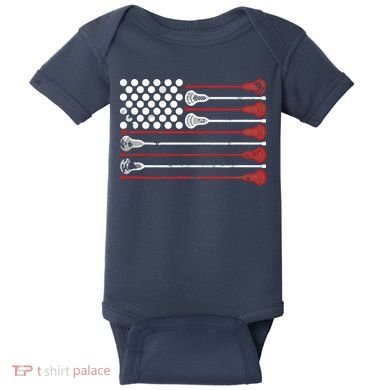 Lacrosse USA Flag Lax Baby Bodysuit