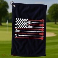 Lacrosse USA Flag Lax Golf Towel thumb 1