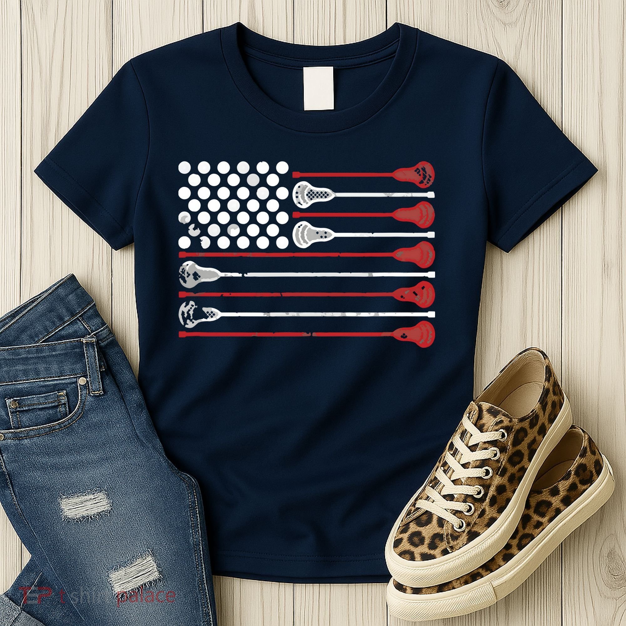 Lacrosse USA Flag Lax Women's T-Shirt