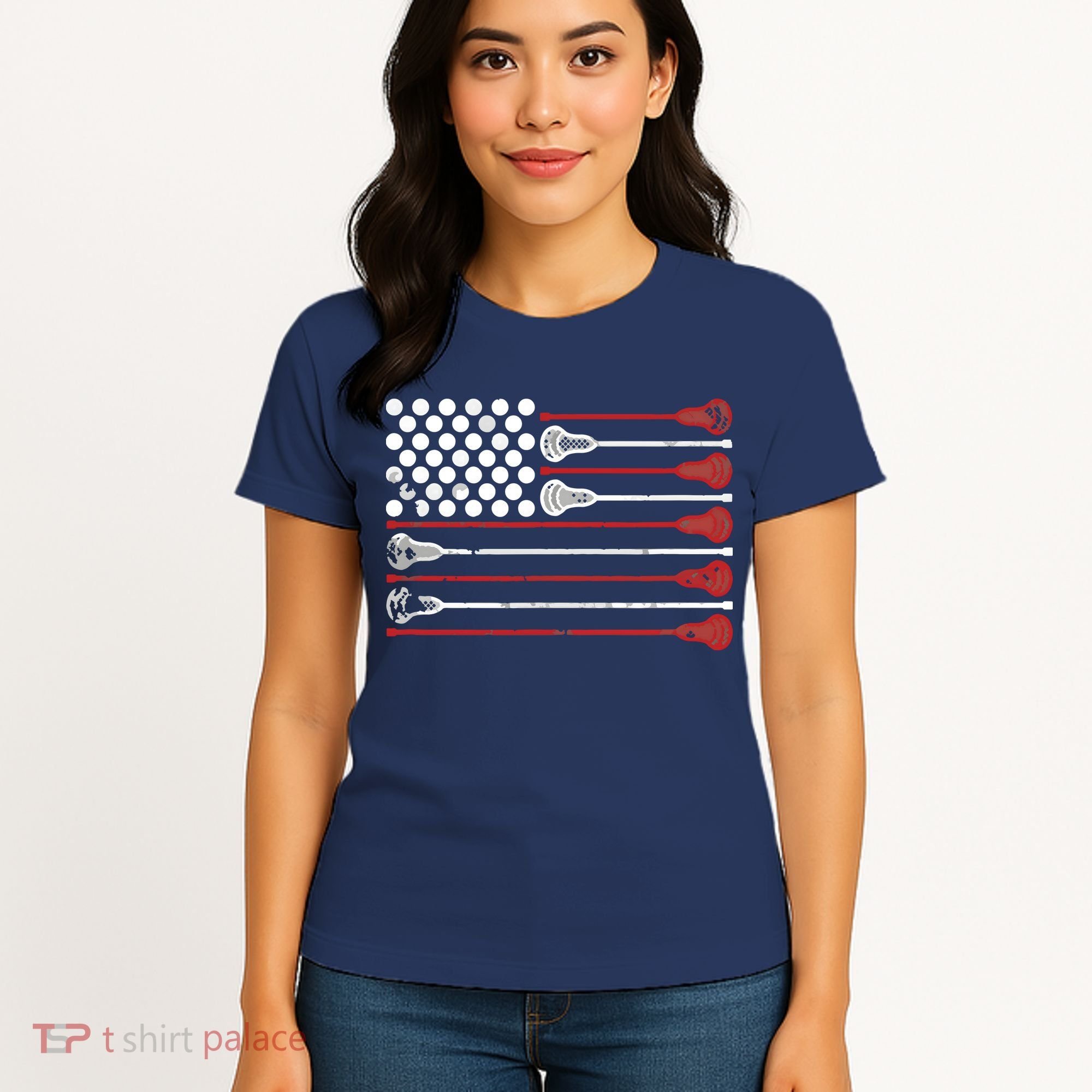 Lacrosse USA Flag Lax Women's T-Shirt