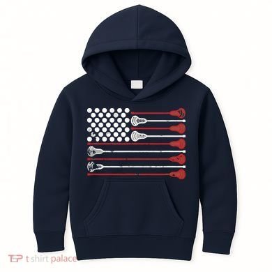Lacrosse USA Flag Lax Kids Hoodie