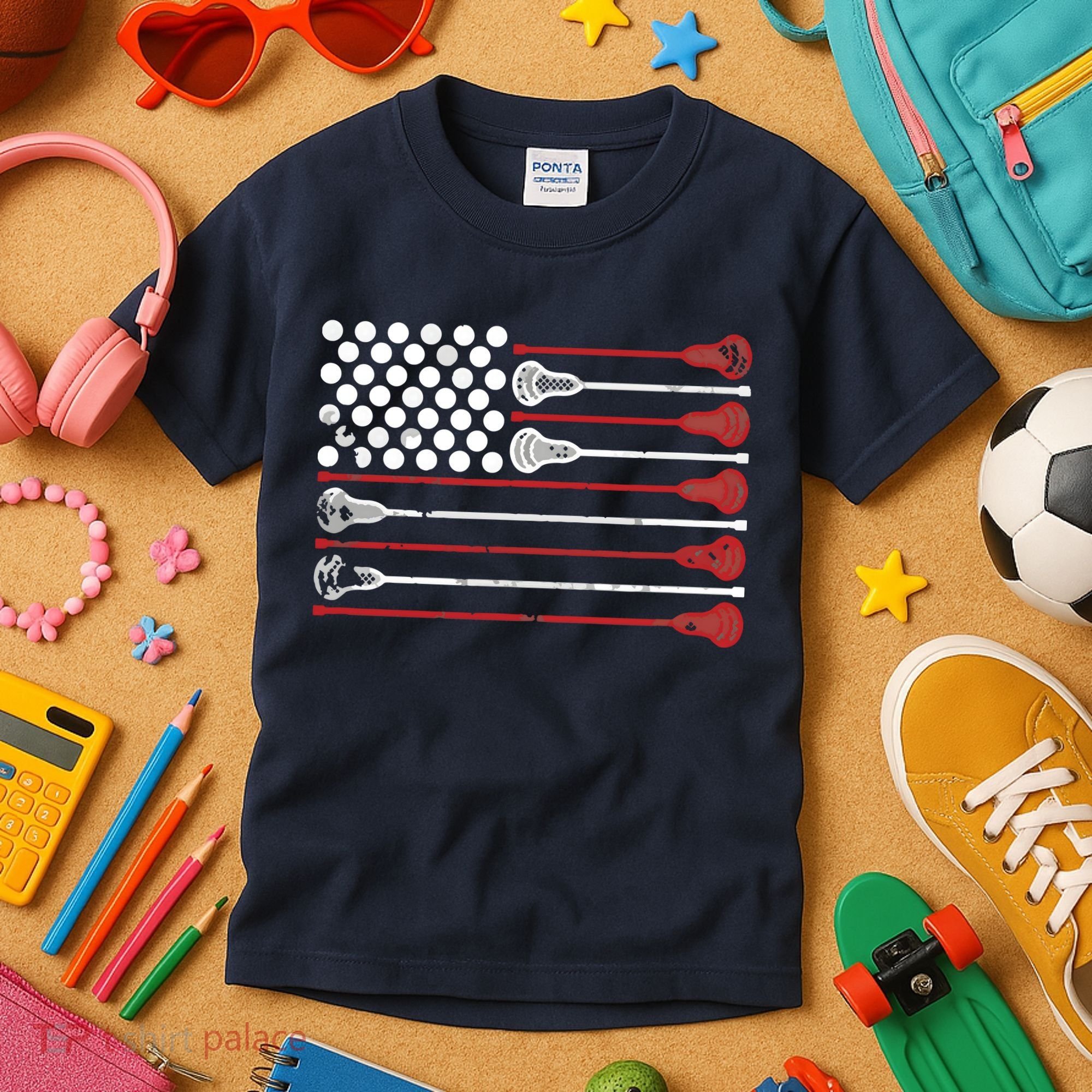 Lacrosse USA Flag Lax Kids T-Shirt
