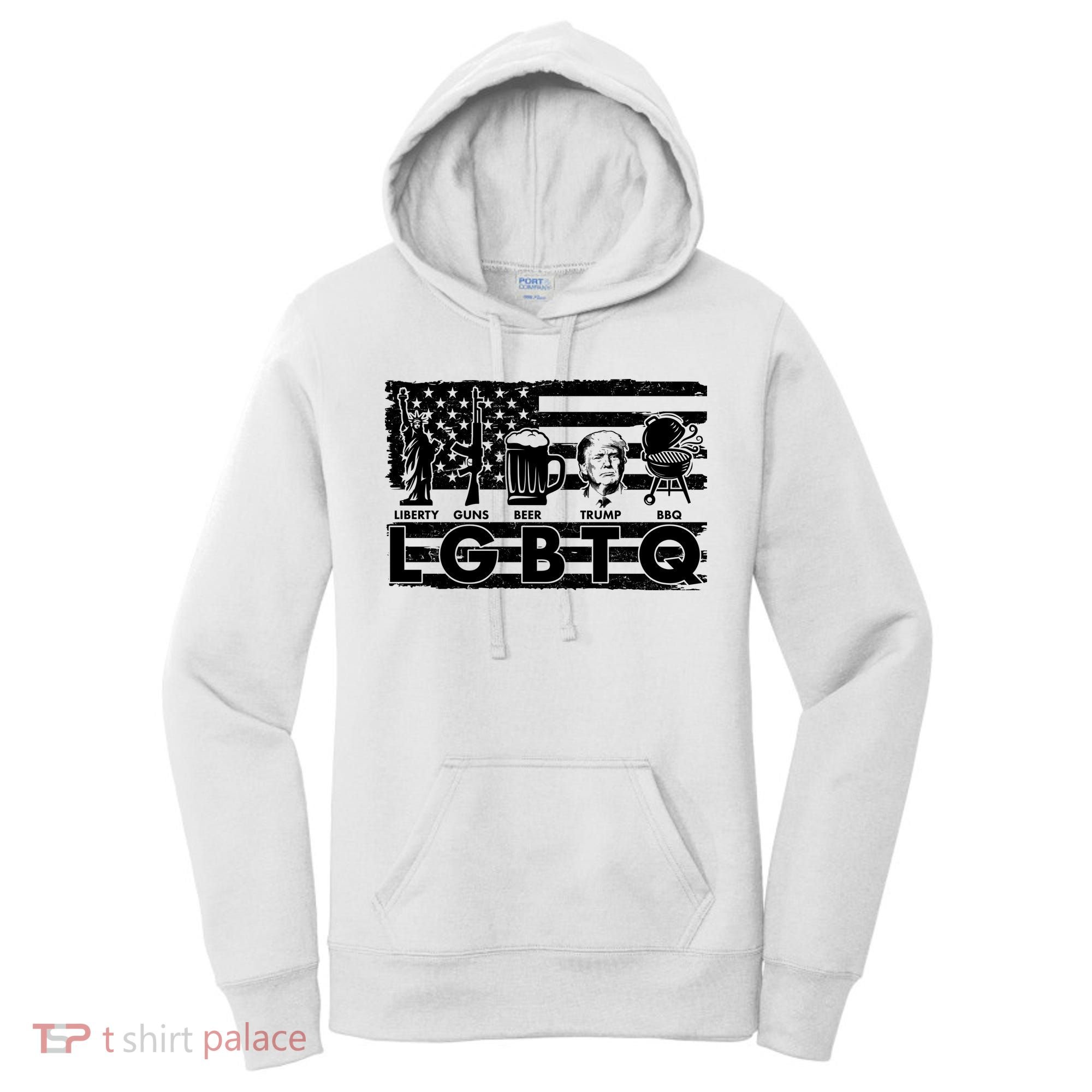 LGBTQ USA Flag Liberty Guns Beer Trump BBQ Women's Hoodie