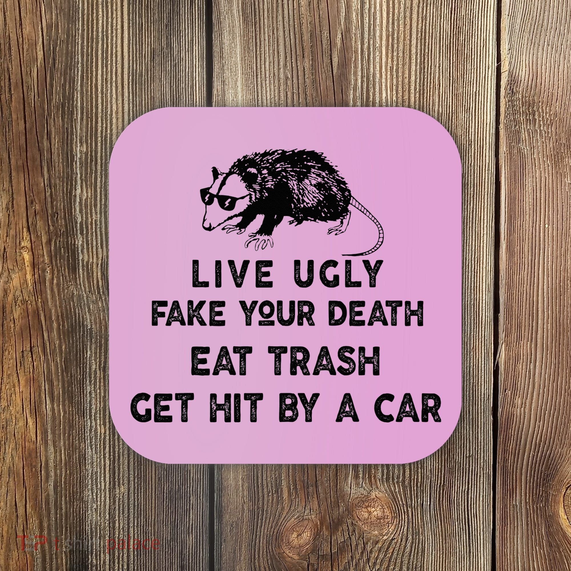 Live Ugly Fake Your Death Eat Trash Get Hit Coaster