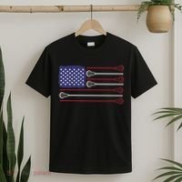 Lacrosse USA Flag Lacrosse Player Men Woman Kids T-Shirt thumb 2
