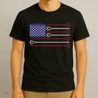 Lacrosse USA Flag Lacrosse Player Men Woman Kids T-Shirt thumb 3