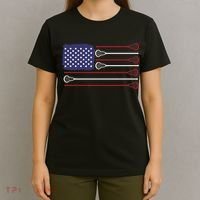 Lacrosse USA Flag Lacrosse Player Men Woman Kids T-Shirt thumb 4