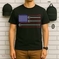 Lacrosse USA Flag Lacrosse Player Men Woman Kids T-Shirt thumb 6