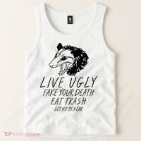 Live Ugly Fake Your Death Eat Trash Get Hit By A Car Opossum Tank Top thumb 2