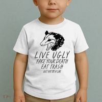 Live Ugly Fake Your Death Eat Trash Get Hit By A Car Opossum Toddler T-Shirt thumb 2