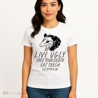 Live Ugly Fake Your Death Eat Trash Get Hit By A Car Opossum Women's T-Shirt thumb 4