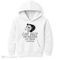 Live Ugly Fake Your Death Eat Trash Get Hit By A Car Opossum Kids Hoodie thumb 0