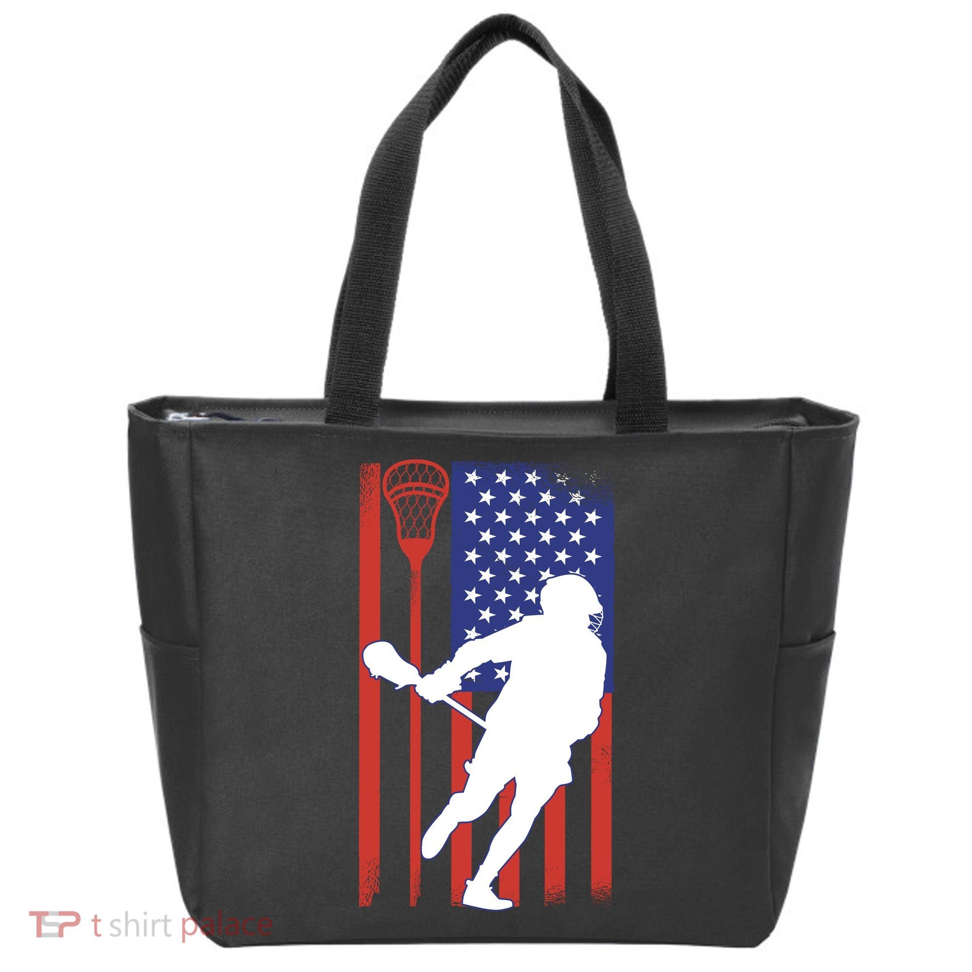 Lacrosse Usa Flag Tote Bag