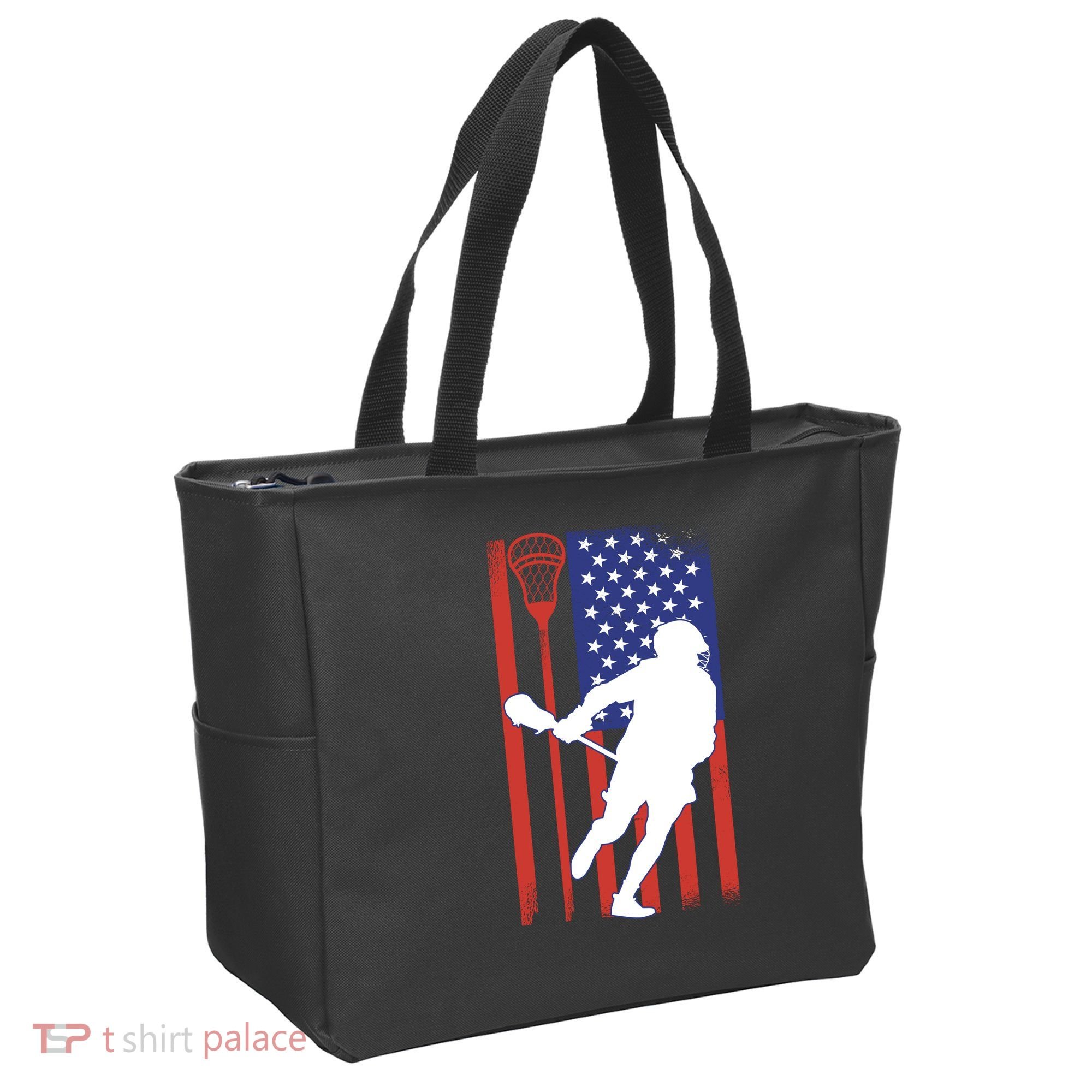 Lacrosse Usa Flag Tote Bag
