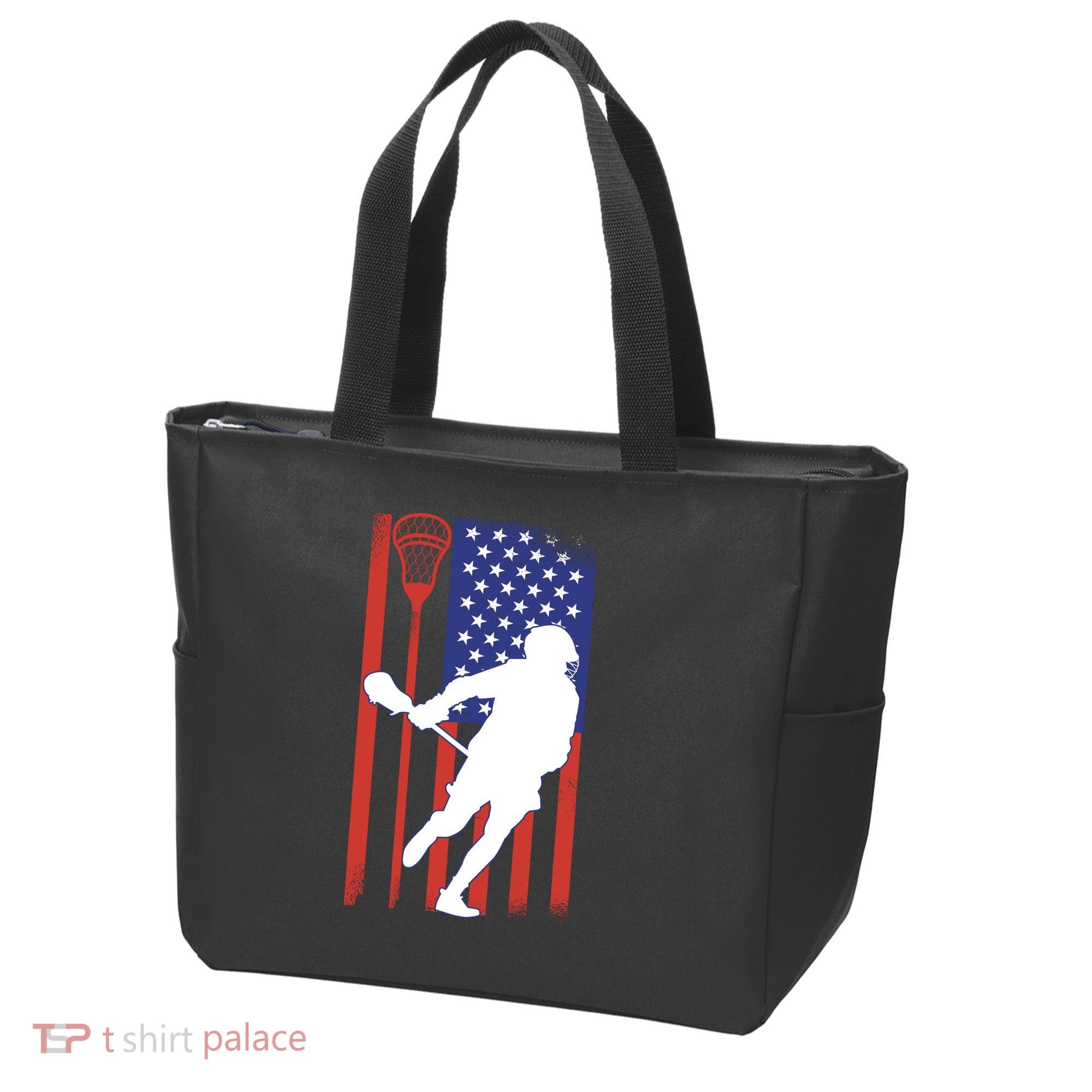 Lacrosse Usa Flag Tote Bag