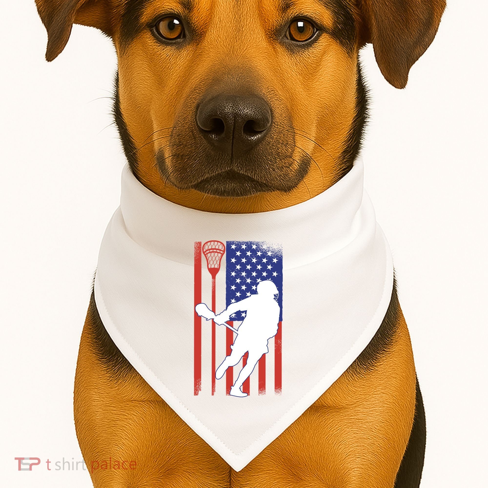 Lacrosse Usa Flag USA-Made Doggie Bandana