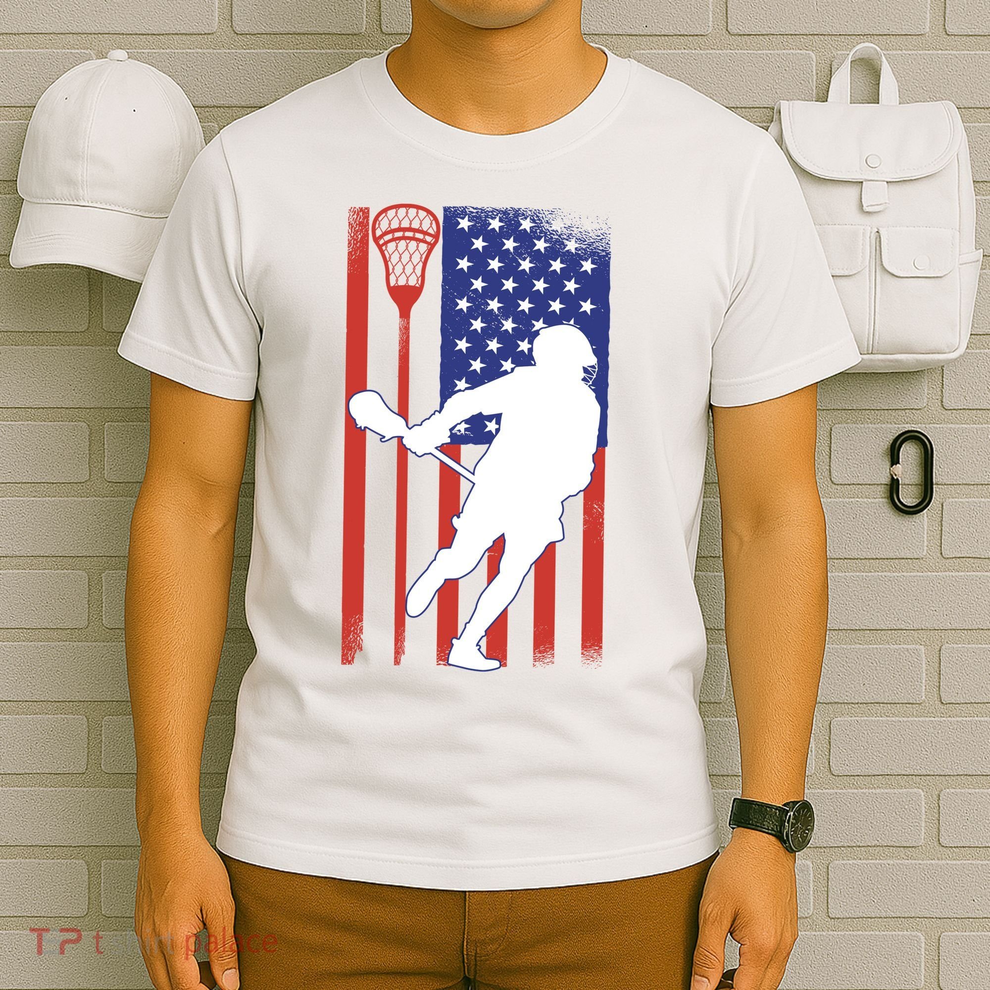 Lacrosse Usa Flag T-Shirt