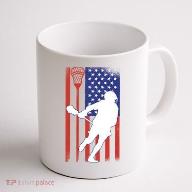 Lacrosse Usa Flag Coffee Mug back