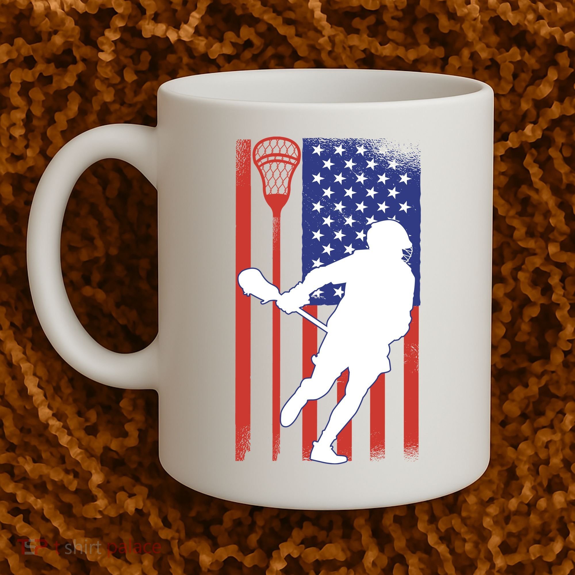 Lacrosse Usa Flag Coffee Mug