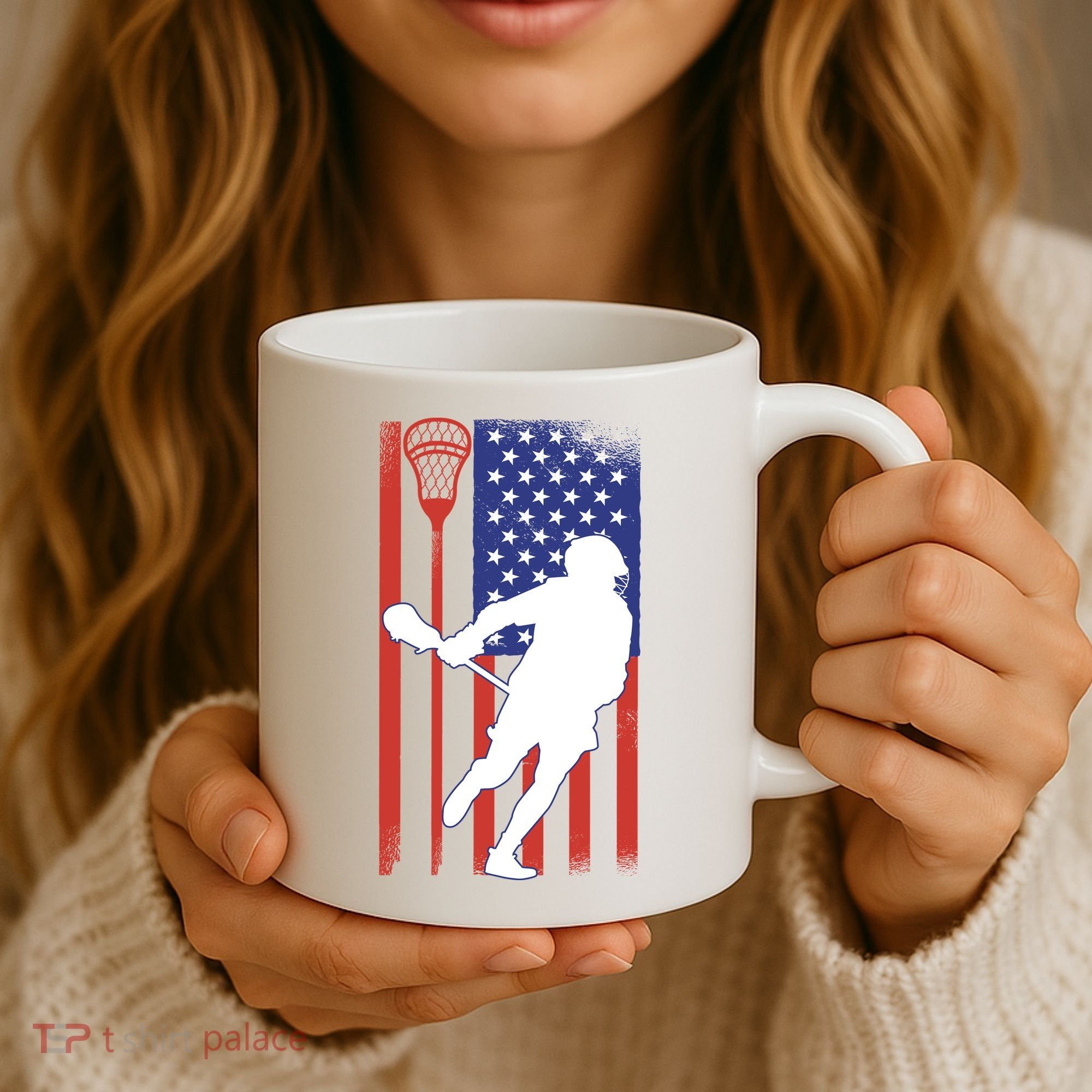 Lacrosse Usa Flag Coffee Mug